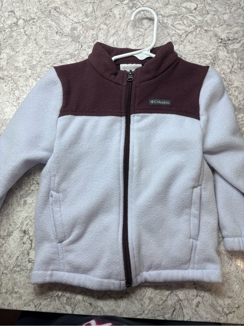 Columbia Kids Two-Tone Fleece Jacket - Light Gray & Dark Brown